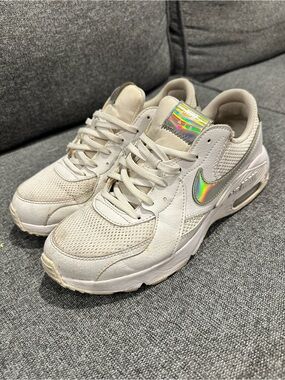 Nike White Air Max Sneakers with Iridescent Swoosh